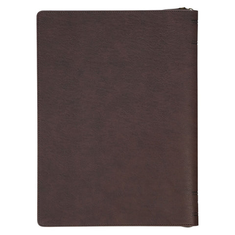 The Plans Cocoa Brown and Taupe Faux Leather Executive Padfolio - Jeremiah 29:11