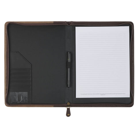 The Plans Cocoa Brown and Taupe Faux Leather Executive Padfolio - Jeremiah 29:11