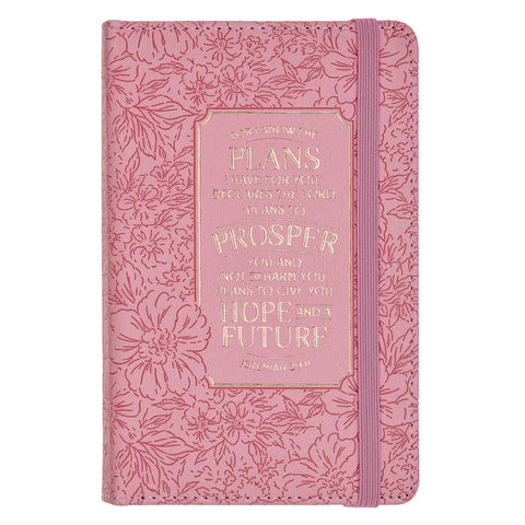 Hope and a Future Pink Bloom Faux Leather Hardcover Notebook with Elastic Closure - Jeremiah 29:11