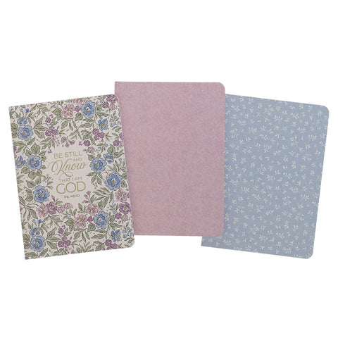 Be Still and Know Purple Trio Large 3-piece Notebook Set - Psalm 4:10