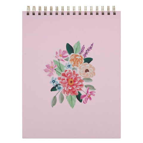 He Delivered Me Lilac Floral Wirebound Notepad - Psalm 34:4