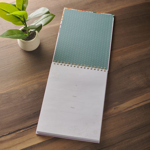 He Delivered Me Lilac Floral Wirebound Notepad - Psalm 34:4