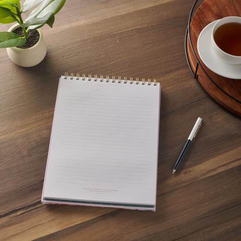 He Delivered Me Lilac Floral Wirebound Notepad - Psalm 34:4