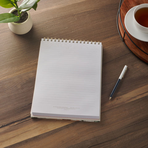 Under His Wings Green Floral Wirebound Notepad - Psalm 91:4