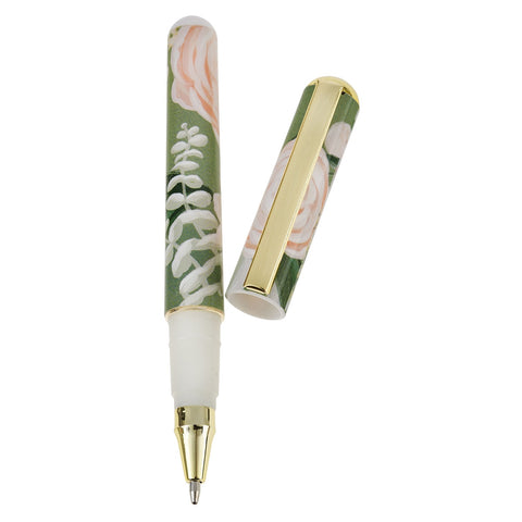 He Restores My Soul Green Floral Note Block and Pen Set - Psalm 23:3