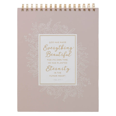 Everything Beautiful Pink Floral Spiral Notepad - Ecclesiastes 3:11