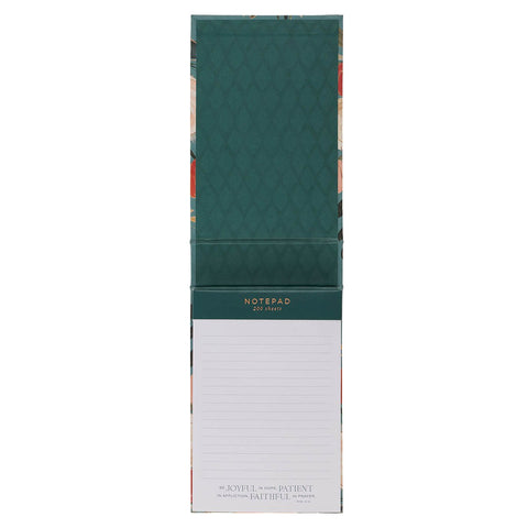 Joful Patient Faithful Heirloom Floral Hardcover Top-flip Notepad - Romans 2:12