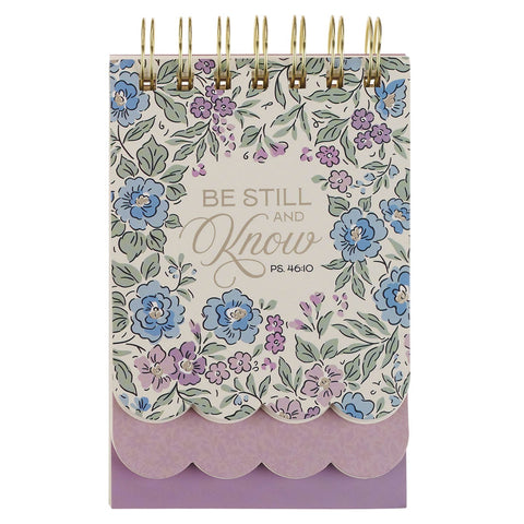 Be Still and Know Purple Floral Tiered Spiral Notepad - Psalm 46:10