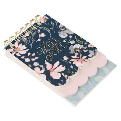 Well With My Soul Navy Floral Tiered Spiral Notepad