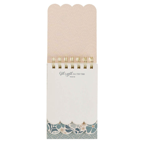 God is Good Blue BloomsTiered Spiral Notepad - Psalm 34:8