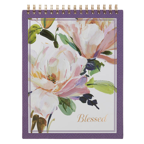 Blessed Purple Floral Spiral Notepad