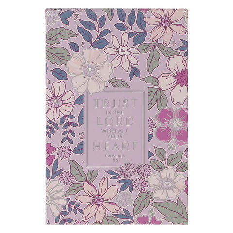 Trust in the Lord Purple Floral Hardcover Top-Flip Notepad - Proverbs 3:5