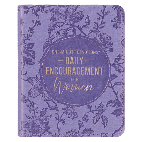 One-Minute Devotions®: Daily Encouragement for Women Purple Floral Faux Leather Devotional
