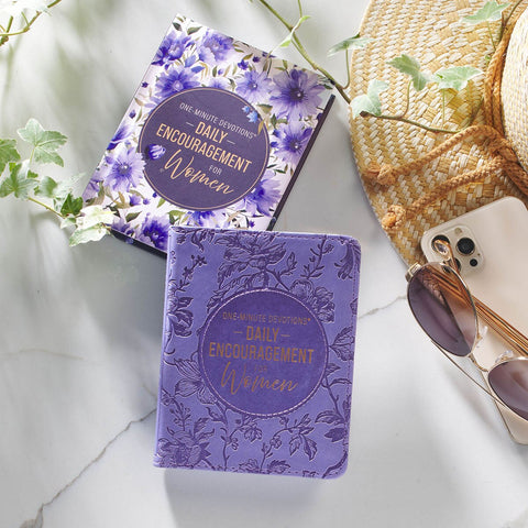 One-Minute Devotions®: Daily Encouragement for Women Purple Floral Faux Leather Devotional