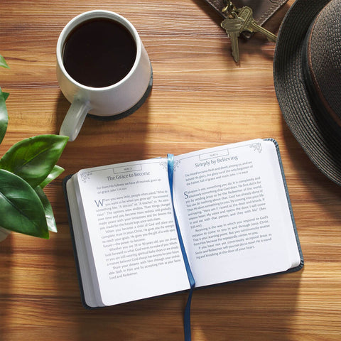 One-Minute Devotions® for Men Slate Blue Faux Leather Devotional