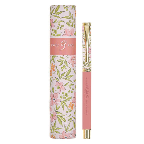 Trust in the Lord Pink Floral Pen and Case Gift Set - Proverbs 3:5