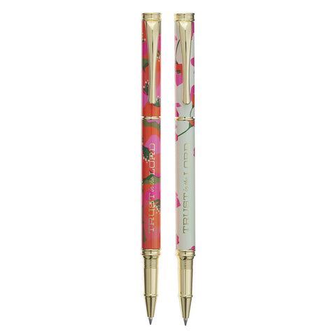 Trust in the Lord Coral Floral Pen Set - Proverbs 3:5