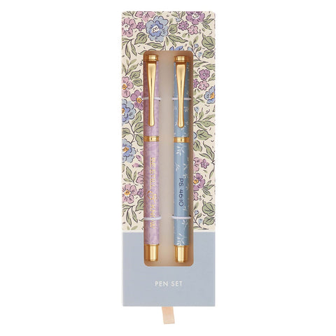 Be Still and Know Blue and Pink Floral Pen Gift Set - Psalm 46:10