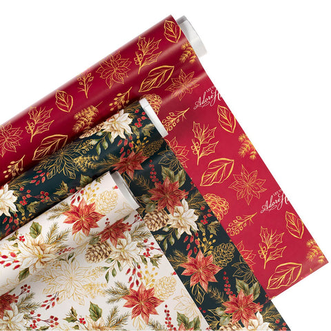 Adore Him Poinsettia Wrapping Paper Set