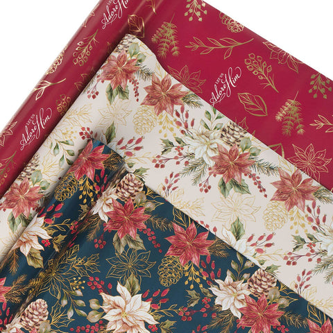 Adore Him Poinsettia Wrapping Paper Set
