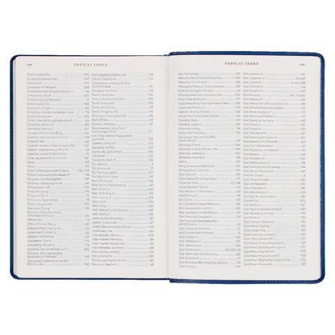 Navy Blue Faux Leather Spiritual Growth Bible