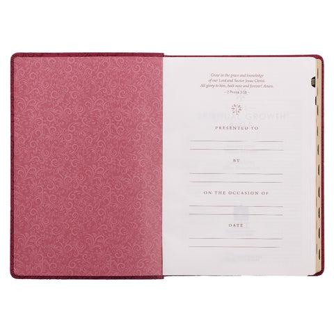 Berry Faux Leather Spiritual Growth Bible