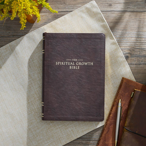 Espresso Brown Faux Leather Spiritual Growth Bible