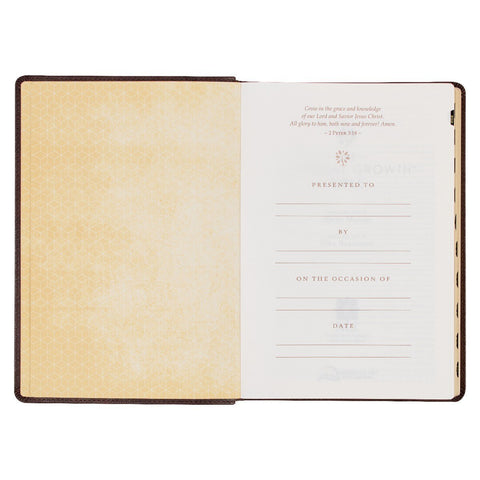 Espresso Brown Faux Leather Spiritual Growth Bible