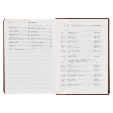 Two-tone Espresso and Toffee Brown Faux Leather Spiritual Growth Bible