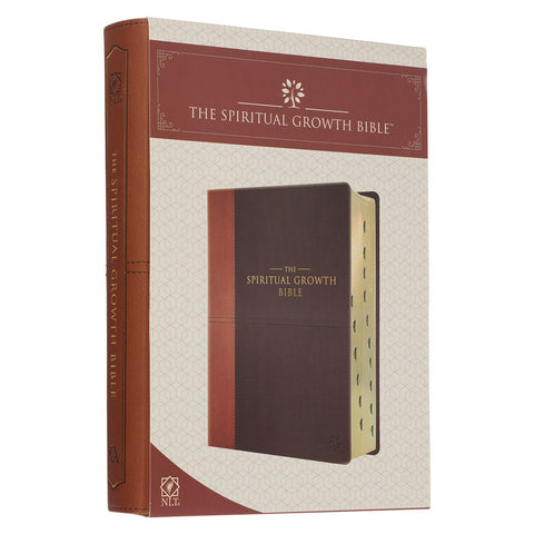 Two-tone Espresso and Toffee Brown Faux Leather Spiritual Growth Bible