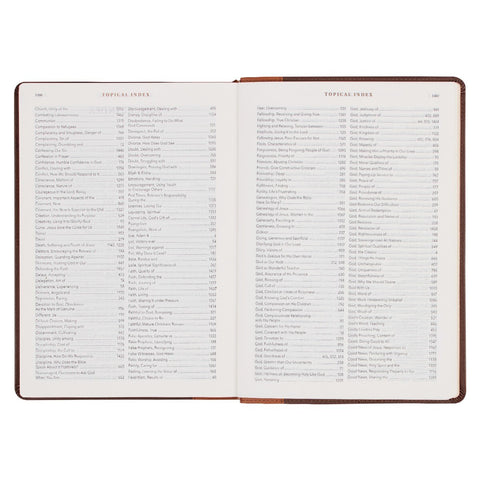 Two-tone Espresso and Toffee Brown Faux Leather Spiritual Growth Bible