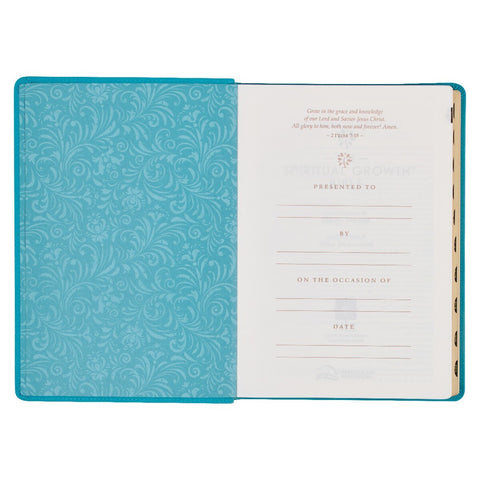 Teal Faux Leather Spiritual Growth Bible