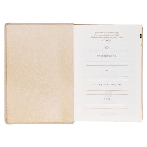 Pearlescent Taupe Faux Leather Spiritual Growth Bible