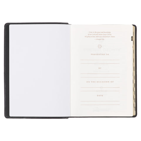 Black Full Grain Leather Spiritual Growth Bible