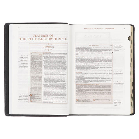 Black Full Grain Leather Spiritual Growth Bible