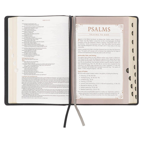 Black Full Grain Leather Spiritual Growth Bible