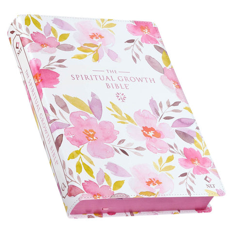 Pink Floral Faux Leather Spiritual Growth Bible