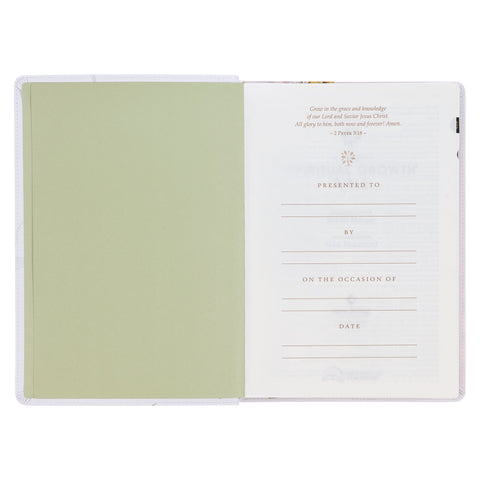 Cream-colored Floral Faux Leather Spiritual Growth Bible