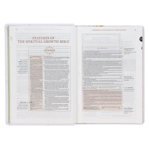 Cream-colored Floral Faux Leather Spiritual Growth Bible