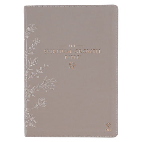 Embroidered Taupe Faux Leather Spiritual Growth Bible