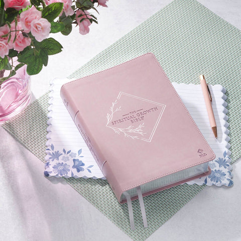 Dusty Mauve Faux Leather Spiritual Growth Bible