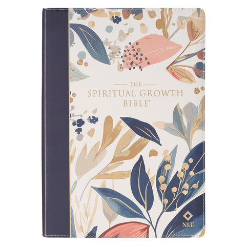 Navy Leaf Faux Leather Spiritual Growth Bible