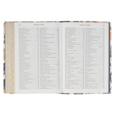 Navy Leaf Faux Leather Spiritual Growth Bible