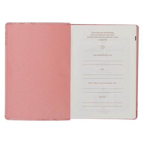 Pink Magnolia Faux Leather Spiritual Growth Bible