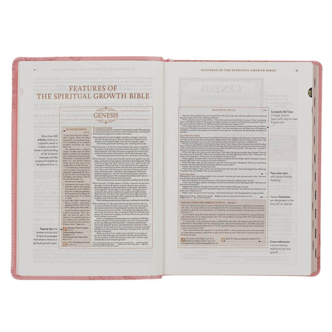 Pink Magnolia Faux Leather Spiritual Growth Bible