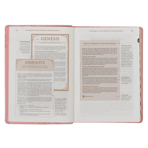 Pink Magnolia Faux Leather Spiritual Growth Bible