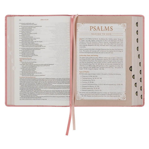 Pink Magnolia Faux Leather Spiritual Growth Bible
