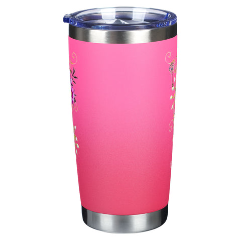 Pink Be Still Butterfly Stainless Steel Travel Tumbler - Psalm 46:10