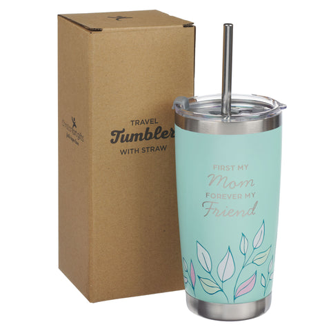 Forever My Friend Green Stainless Steel Travel Tumbler with Straw - Isaiah 62:4