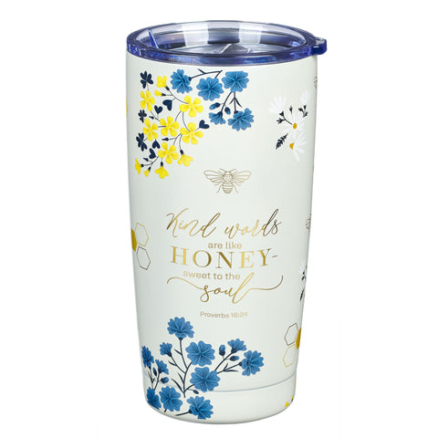 Kind Words are Like Honey Stainless Steel Travel Tumbler - Proverbs 16:24